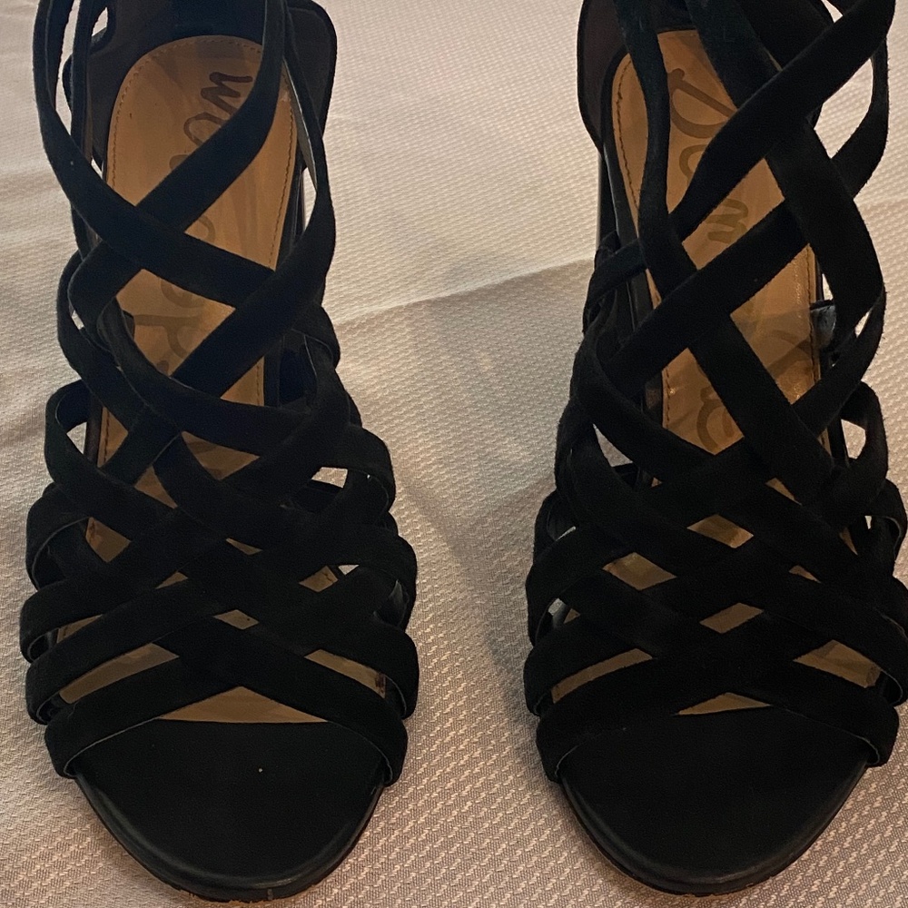 Sam Edelman black suede strappy heels size 10 Excellent condition